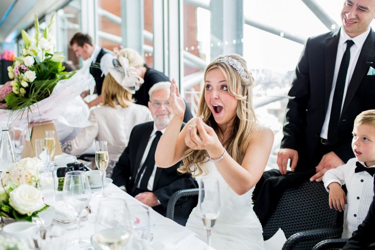 Table magician performing