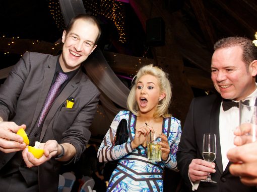 Comedy magic show at wedding